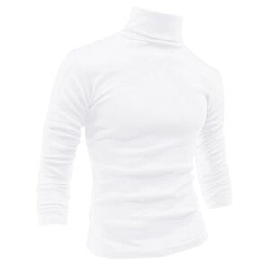 White Turtleneck Top Slim Fit Long Sleeve Pullover Turtle Neck Shirt